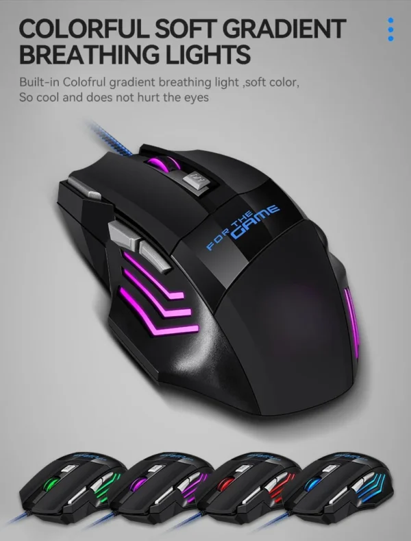 1 PC New Hyperspeed USB Gaming Mouse RGB Backlit Ergonomic Gaming Mice 7D Esports Wired Mouse for Laptop PC Gamer