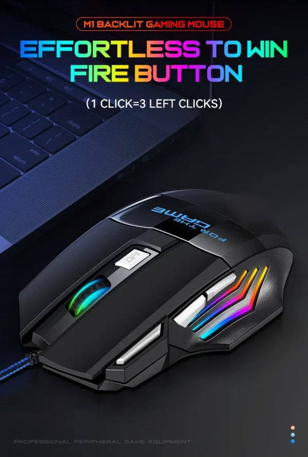 1 PC New Hyperspeed USB Gaming Mouse RGB Backlit Ergonomic Gaming Mice 7D Esports Wired Mouse for Laptop PC Gamer